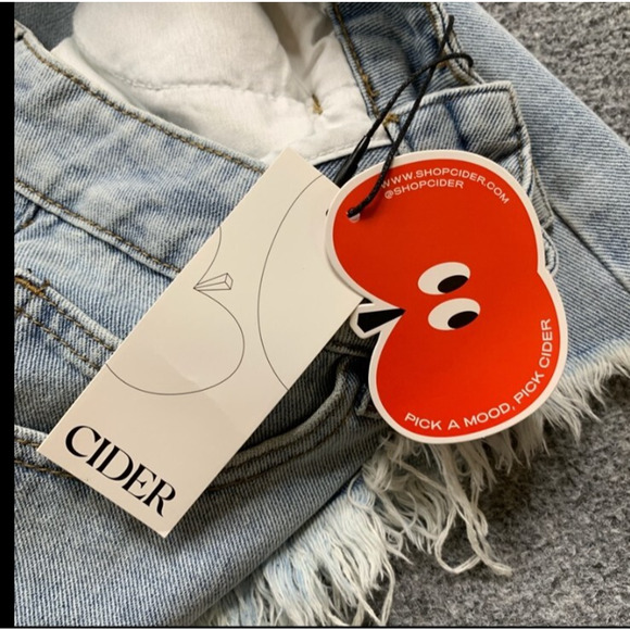 Cider Shorts Womens M Medium High Waisted Distressed Micro Denim Fringe Hem - Picture 6 of 10